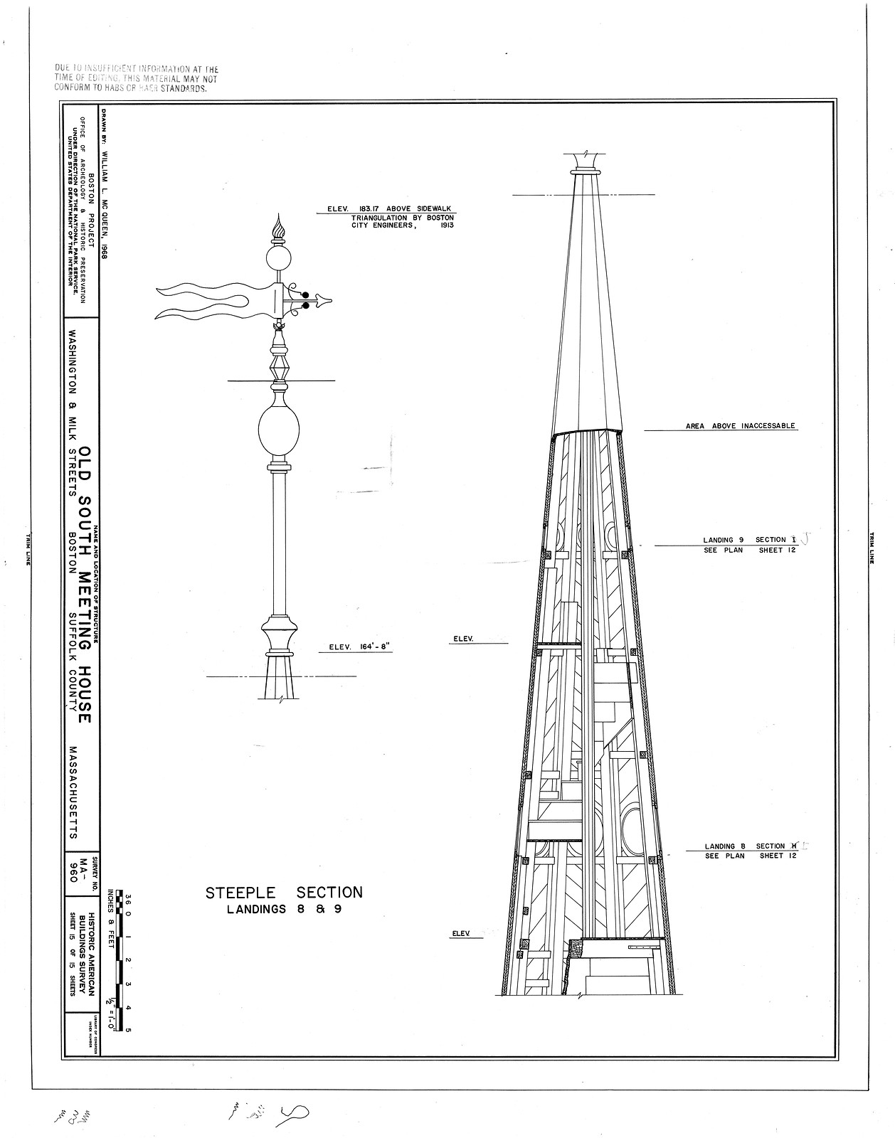 Steeple Section, Landings 8 & 9, Old South Meeting House — historic image