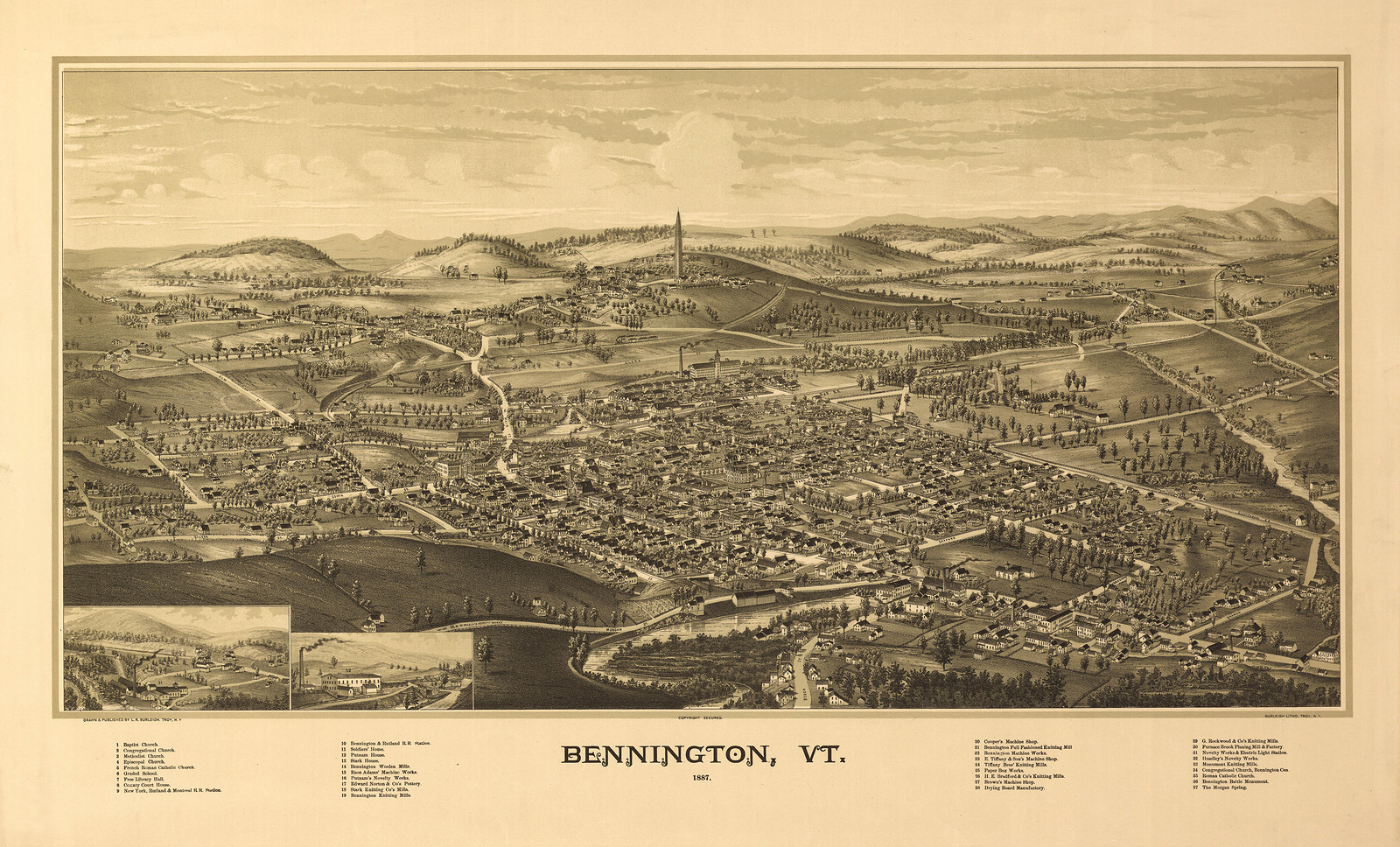 Bennington, Vermont, 1887, 1887 — antique map