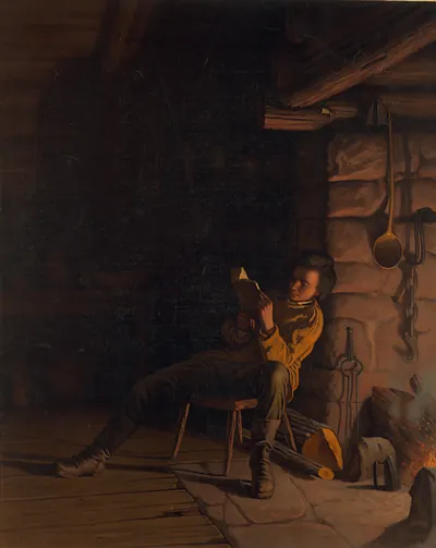 The Boyhood Of Lincoln - An Evening In The Log Hut
