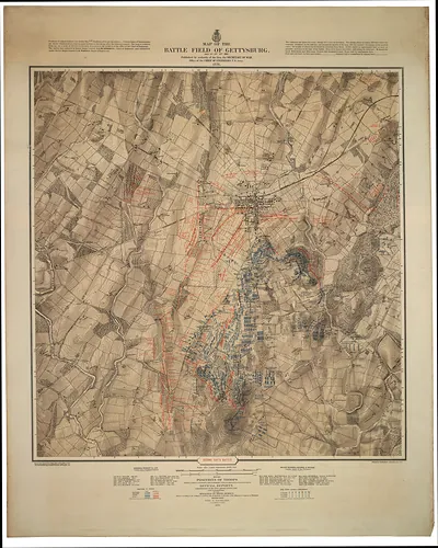 Map of the Battle Field of Gettysburg, 1876