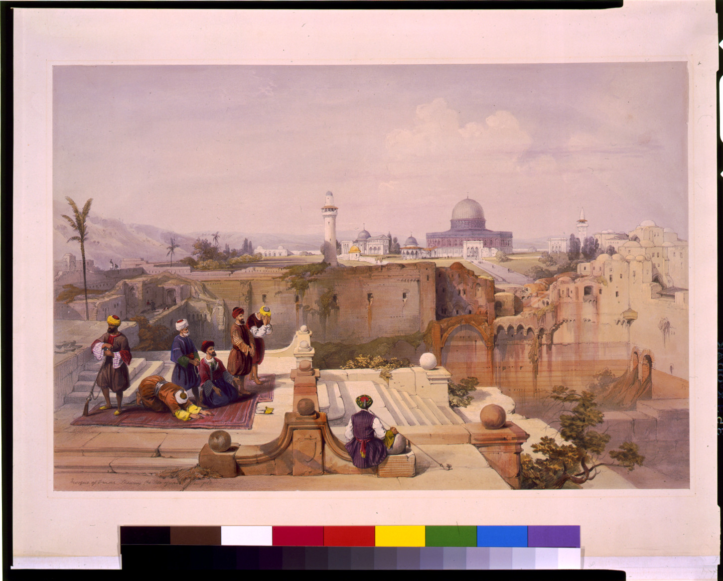 Mosque of Omar, shewing the site of the temple, [published 1842] — antique lithograph