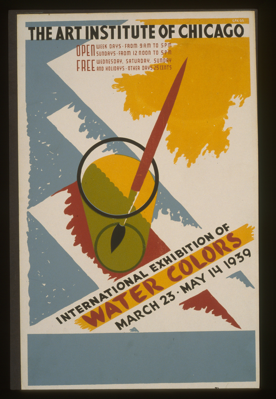 International exhibition of water colors The Art Institute of Chicago - March 23 - Ma, 1939 — vintage poster
