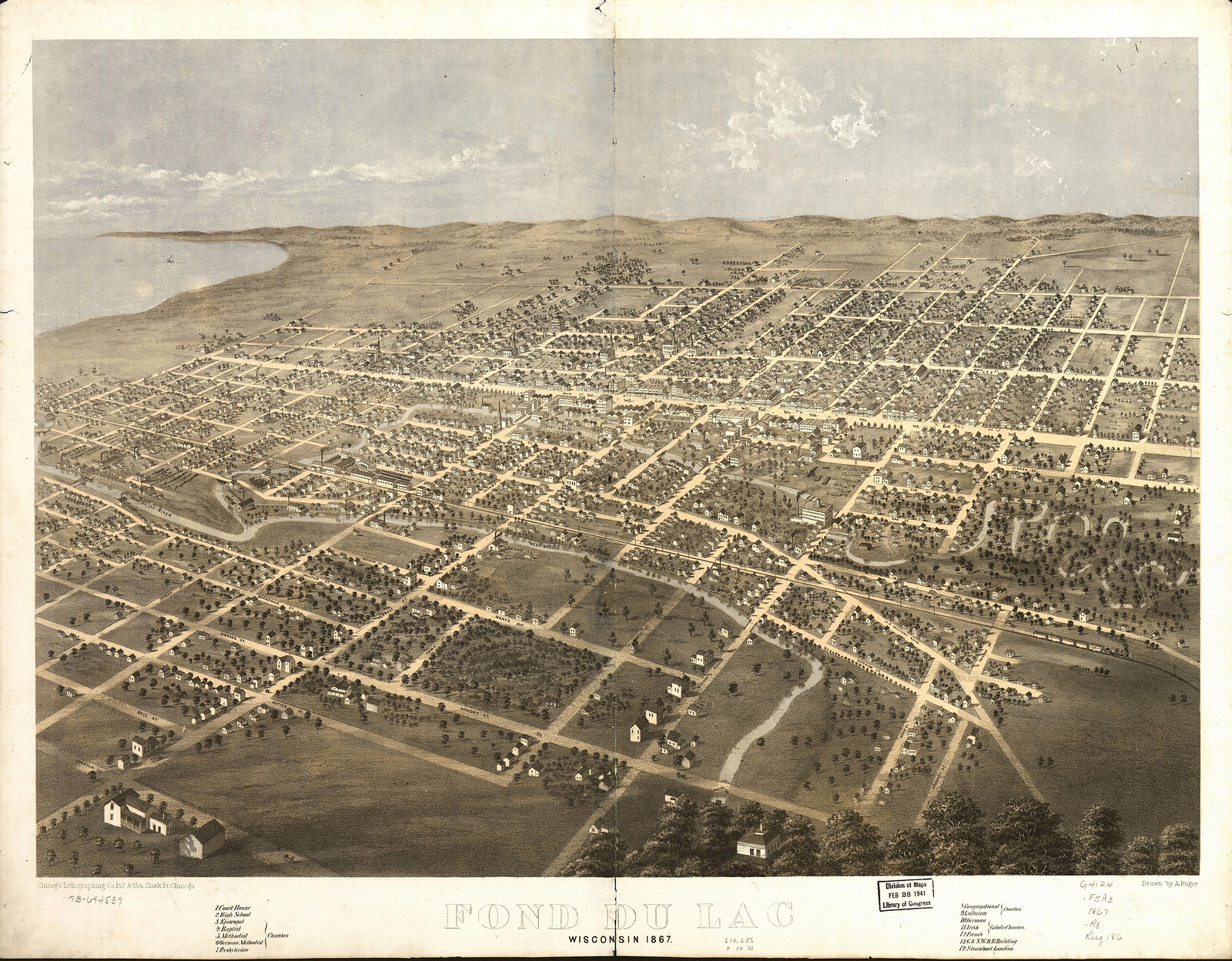 Fond du Lac, Wisconsin, 1867, 1867 — antique map