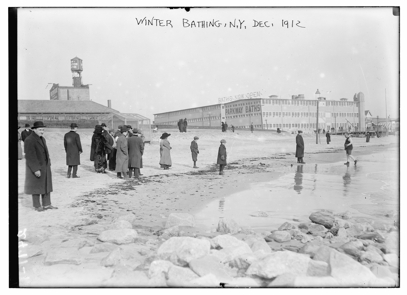 Winter Bathing, N.Y., Dec. 1912, Dec. 1912. — historic photograph