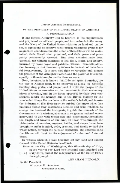 Lincoln Thanksgiving Proclamation