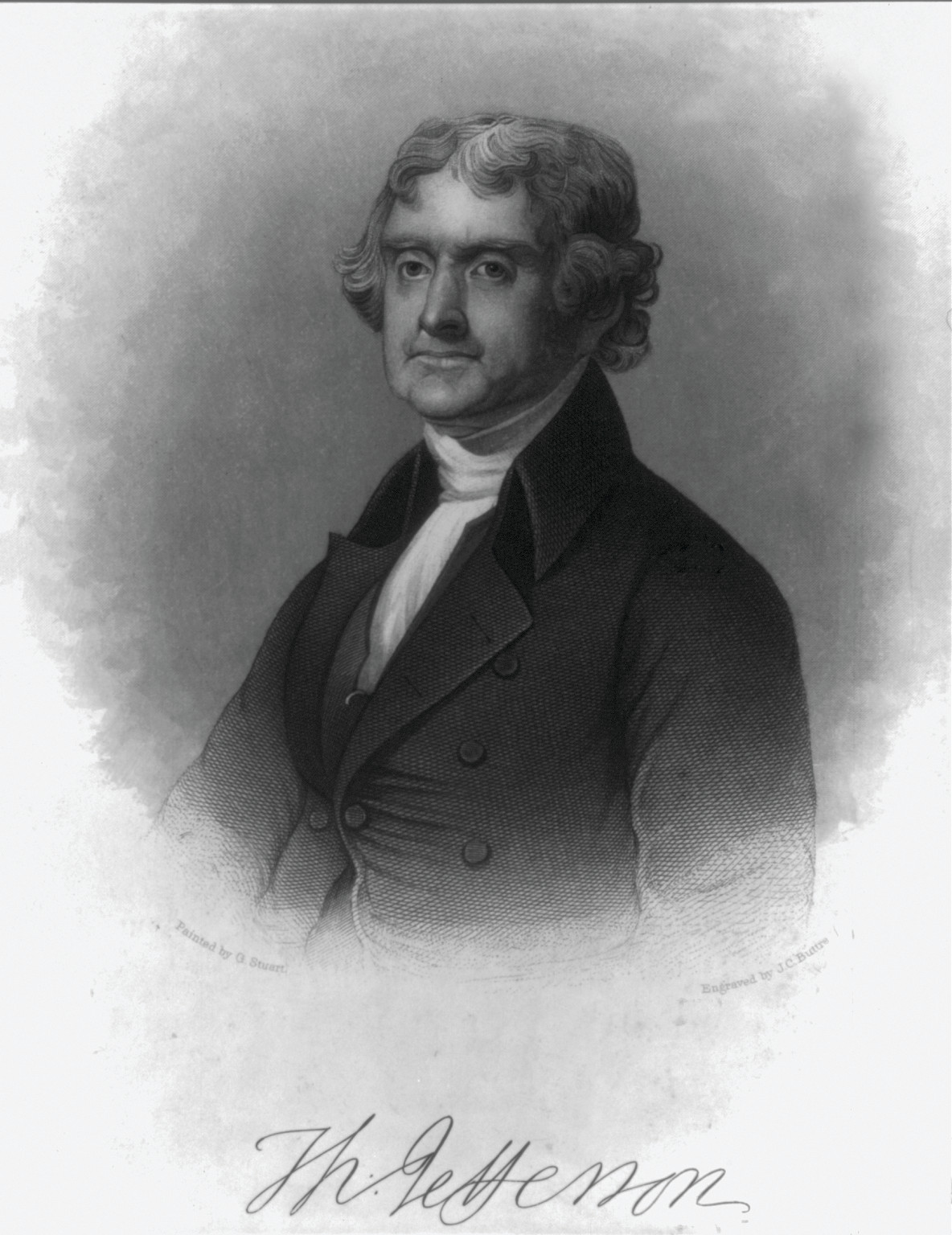 [Thomas Jefferson, bust portrait, facing left] — antique engraving