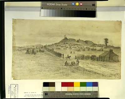 Retreat of the Army of the Rappahannock, commanded by Genl. Pope through the town of Centreville. After the battle of second Bull Run / E.F.