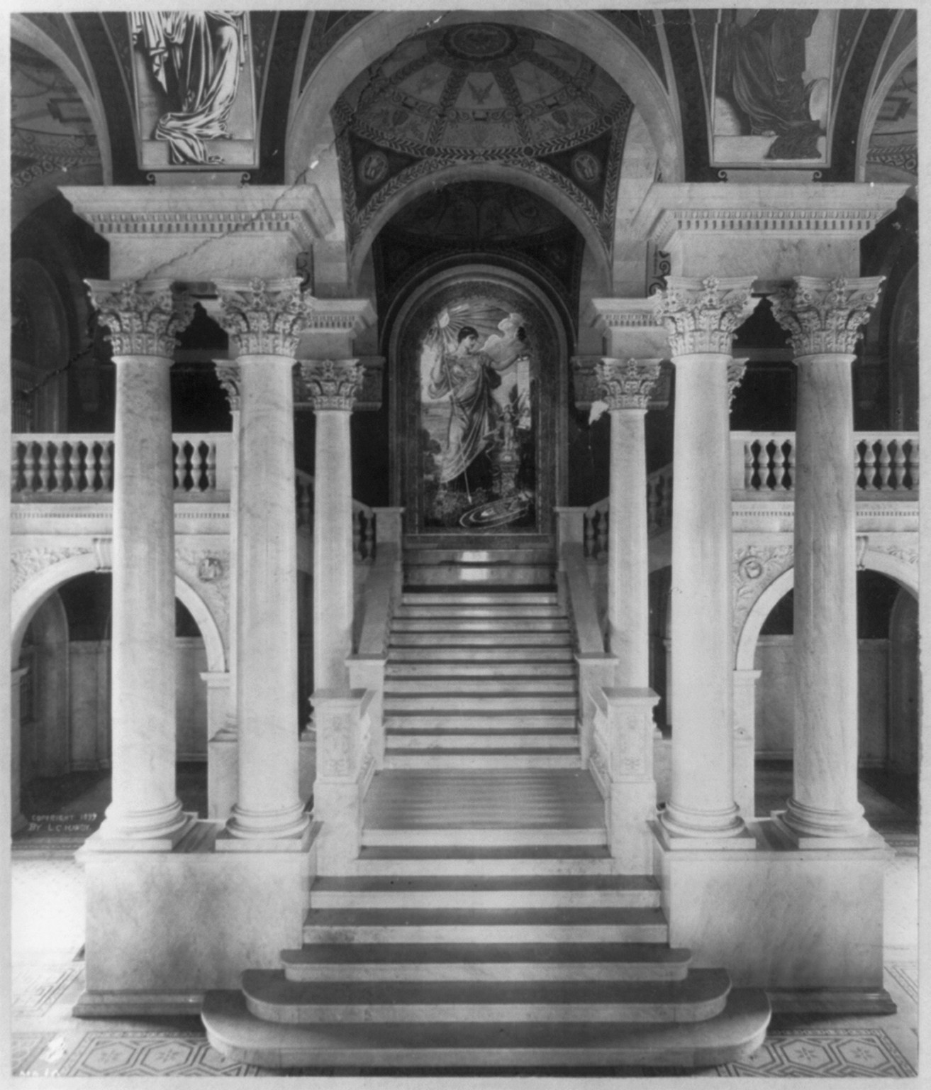 Library of Congress--Interior--Great Hall showing Minervia mosaic, [no date recorded on caption card] — historic photograph
