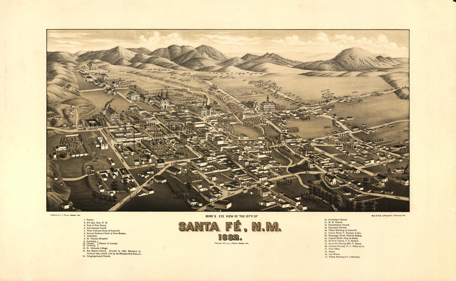 Santa Fe, New Mexico, 1882, 1882 — antique map