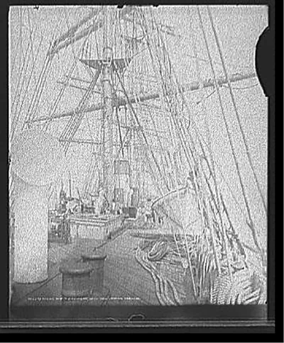 Sailing ship R.C. Rickmers, deck view, looking forward