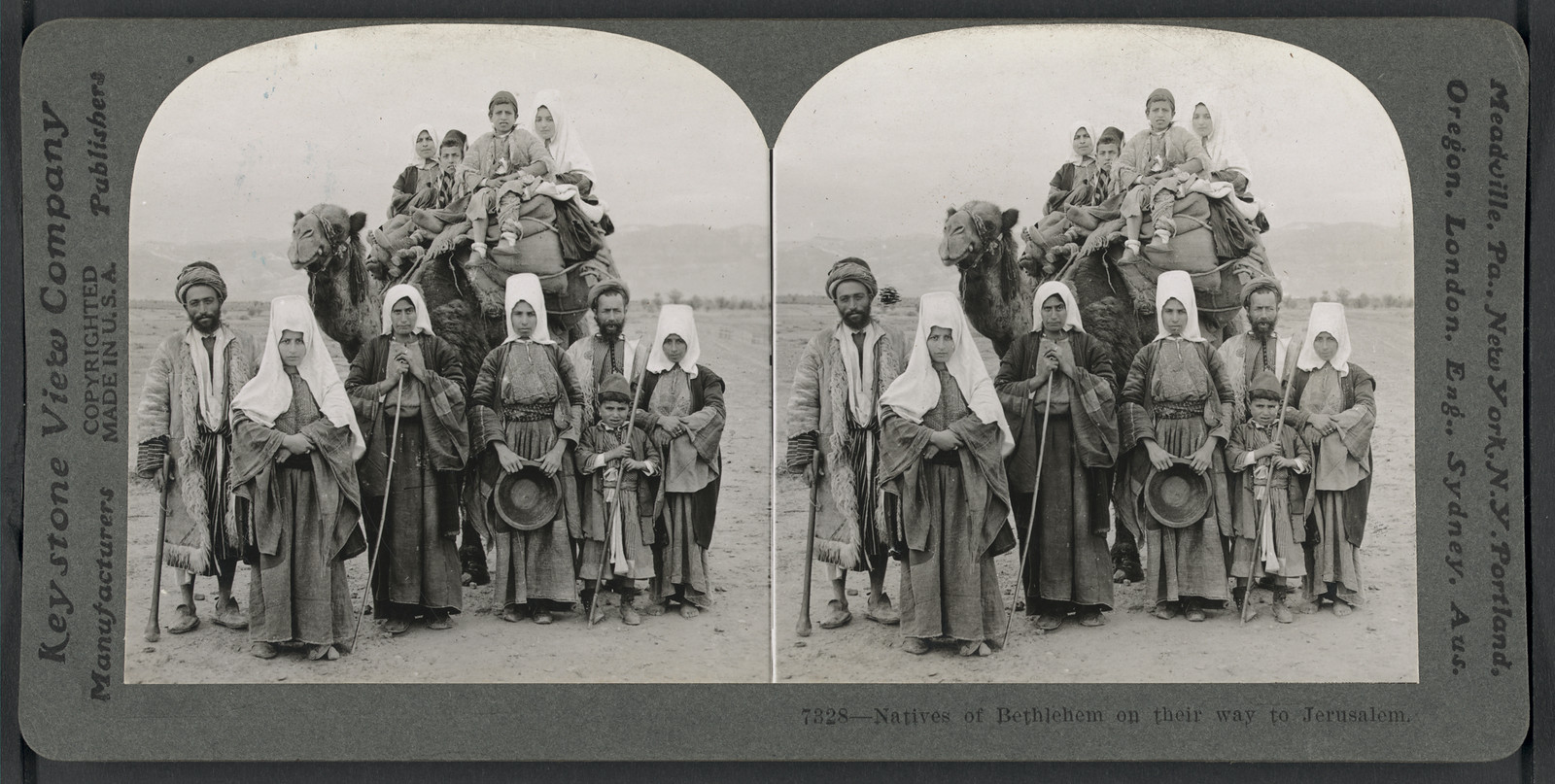 Natives of Bethlehem on their way to Jerusalem, 1919 — historic photograph