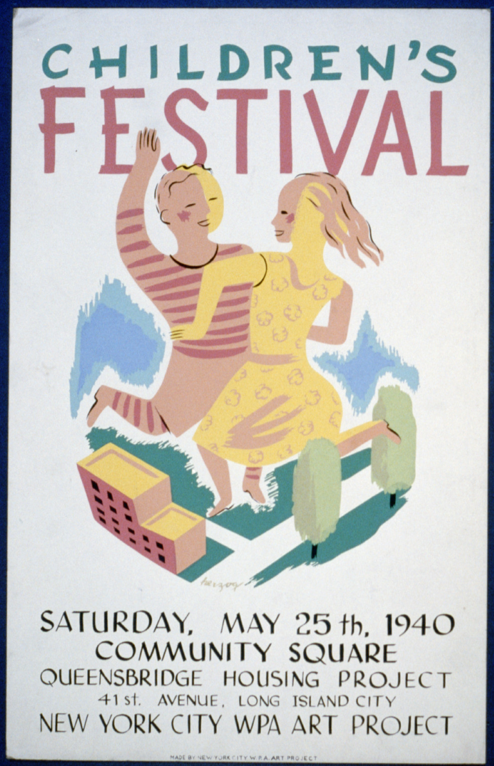 Childrens festival Saturday May 25th 1940 Community Square Queensbridge Housing Proje, 1940 — vintage poster