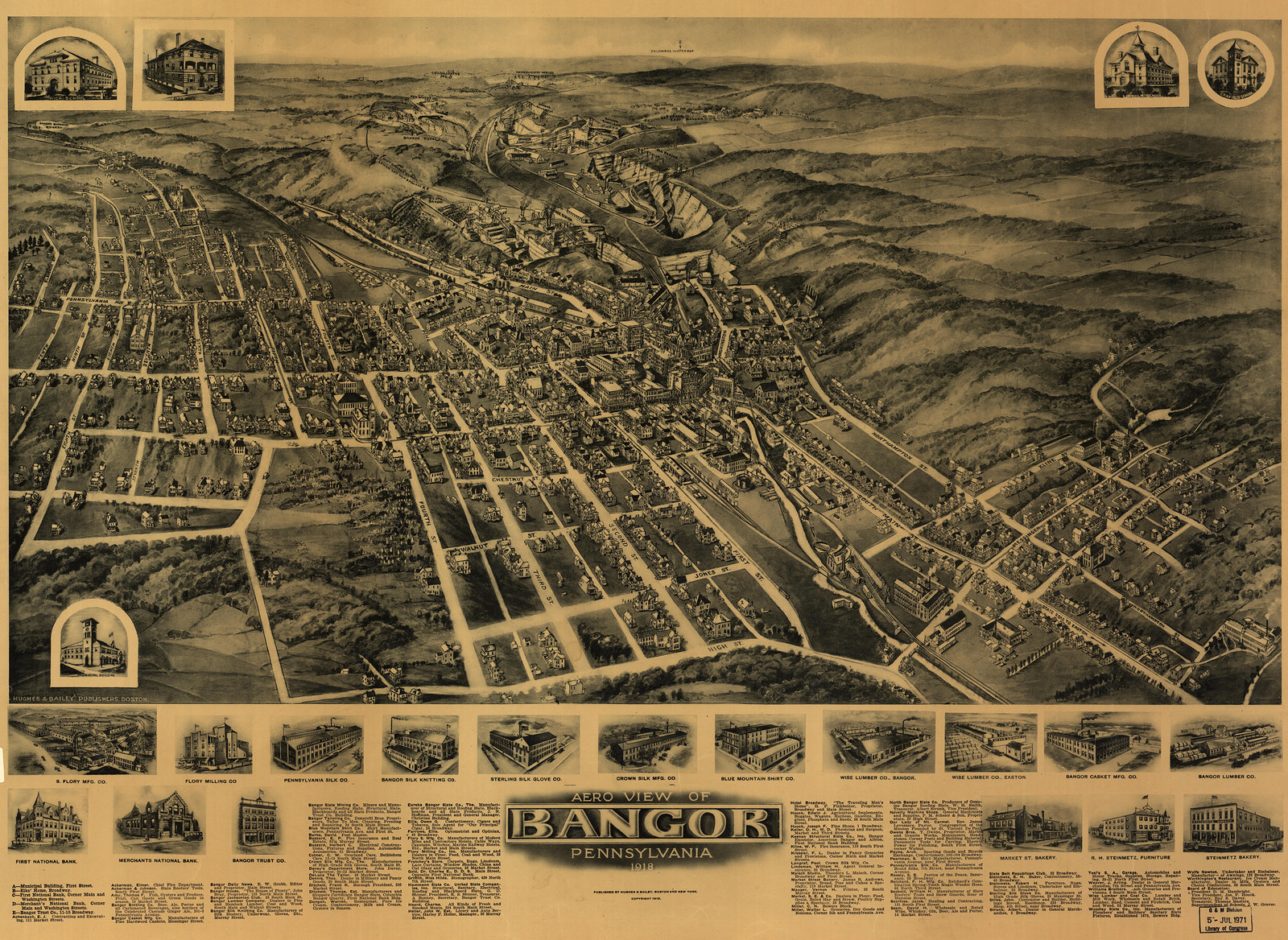 Bangor, Pennsylvania, 1918, 1918 — antique map