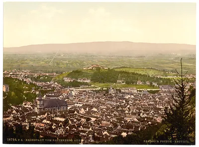Kronstadt from Rottenberg (i.e. Rattenberg?) Hungary Austro-Hungary