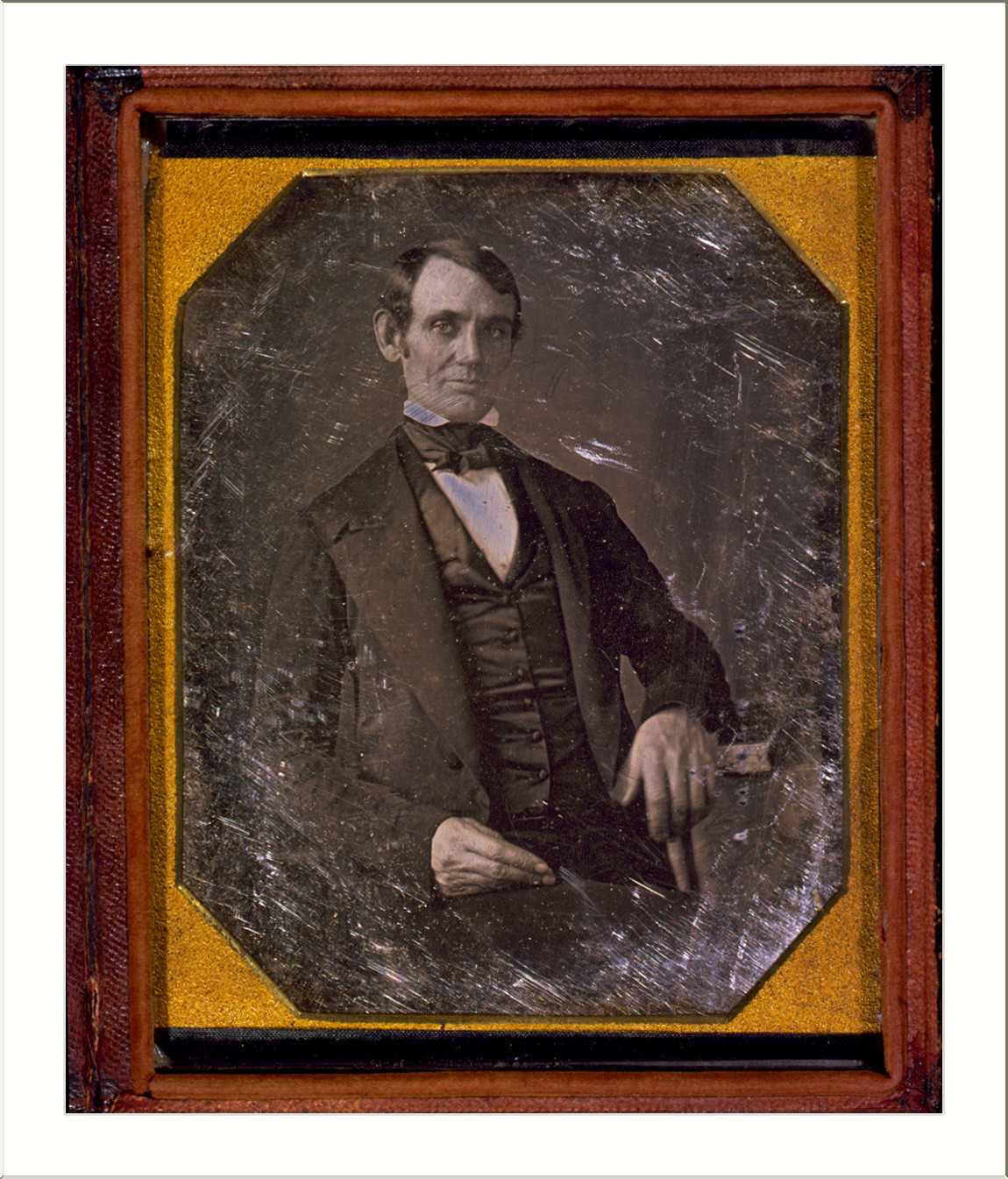 Daguerreotype portrait of a man in a leather case — historic image