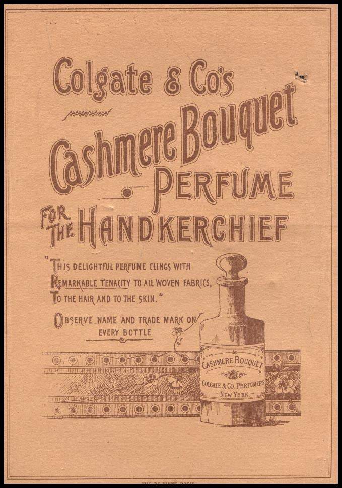 Colgate & Co's Cashmere Bouquet Perfume for the Handkerchief advertisement — historic image