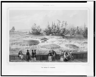 Niagara Falls. The rapids at Niagara / drawn from nature by Aug. Köllner ; lith. by Deroy ; printed by Cattier.