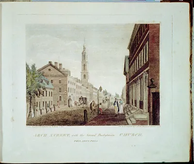 Arch Street, with the Second Presbyterian Church. Philadelphia