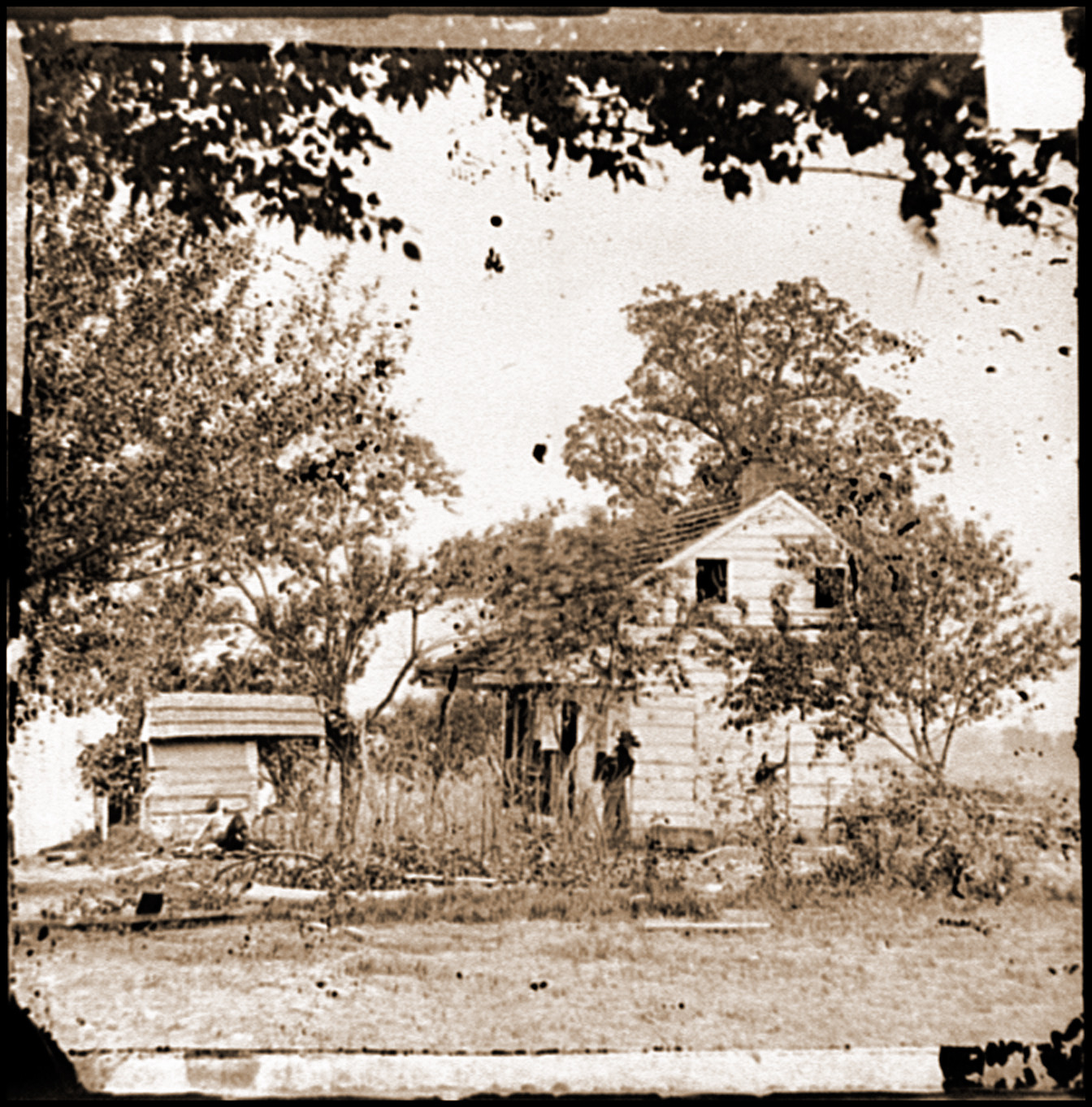 Gettysburg Pa. The Bryan house on 2d Corps line near scene of Picketts Charge, 1863 — historic photograph