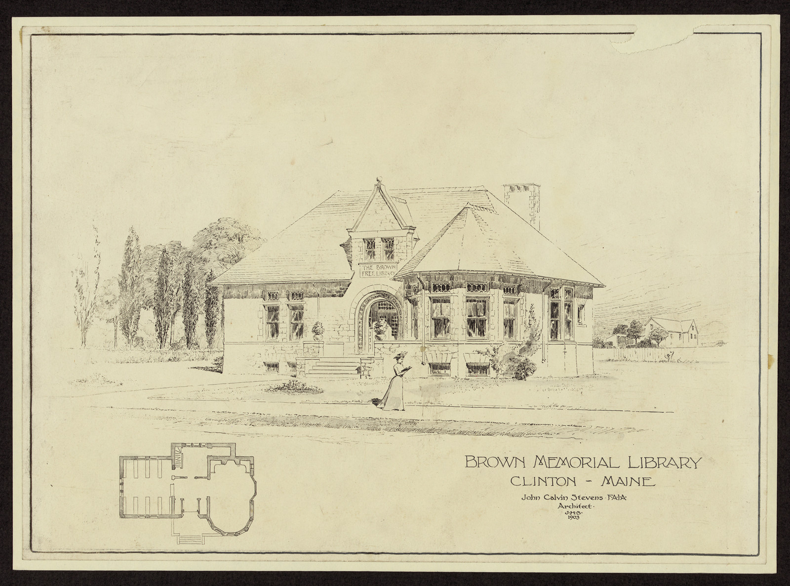 Brown Memorial Library, Clinton, Maine — historic image