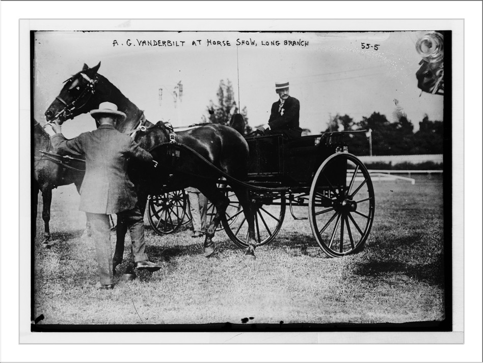 A.G. Vanderbilt and trotter at horse show, Long Brandh, n/a — historic photograph