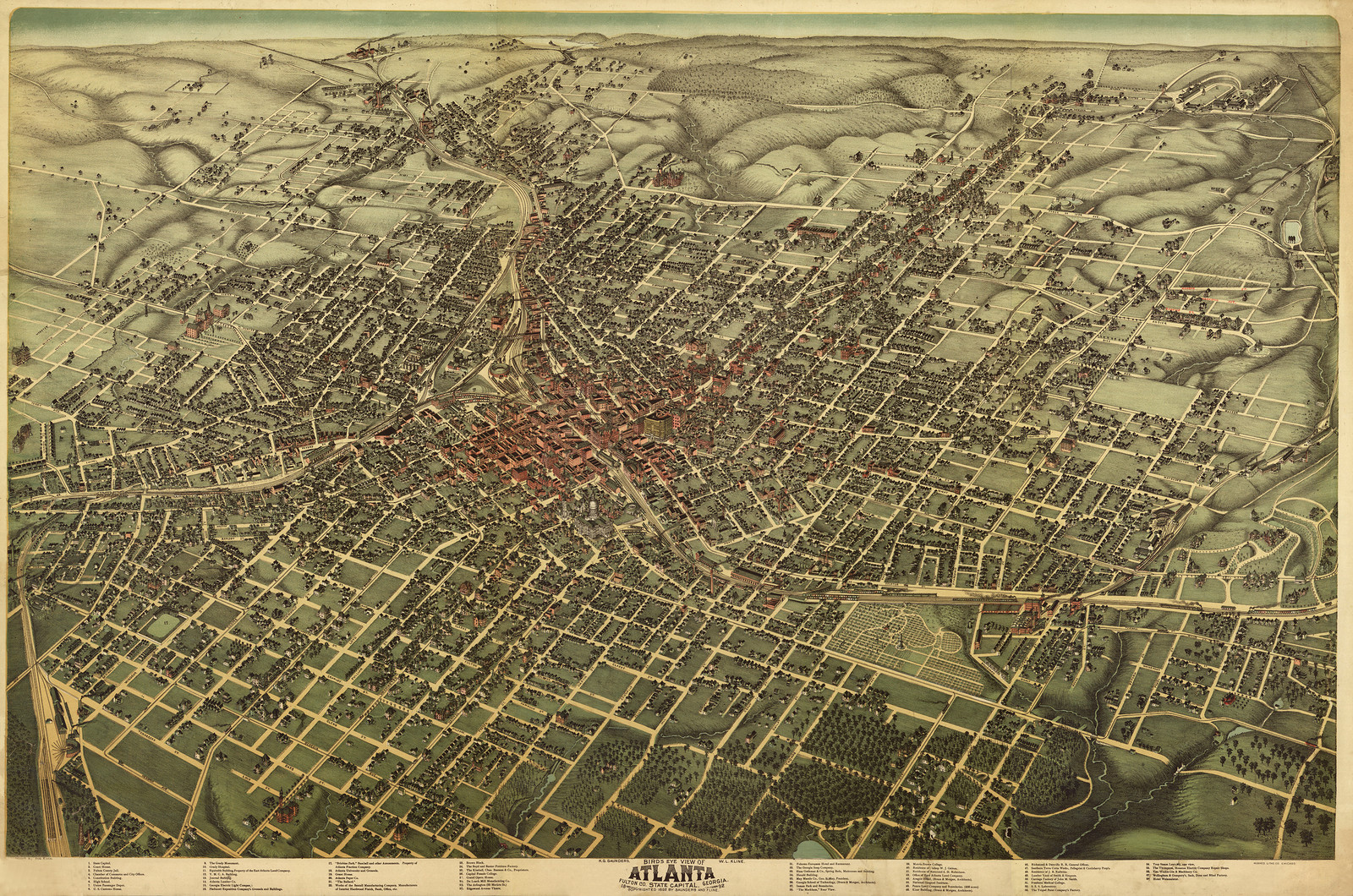 GA Atlanta 1892 MAP, 1892 — antique map