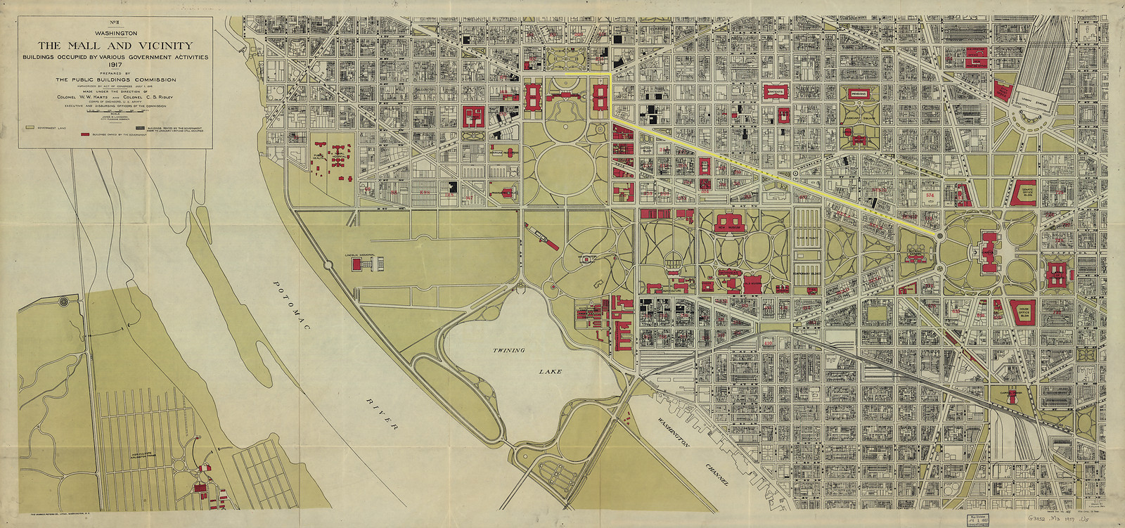 The Mall and Vicinity, Washington: Buildings Occupied by Various Government Activities, 1917 — historic image