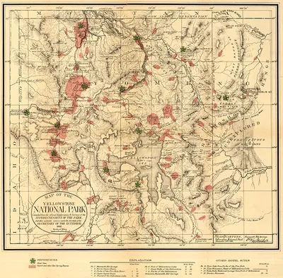 Map of the Yellowstone National Park