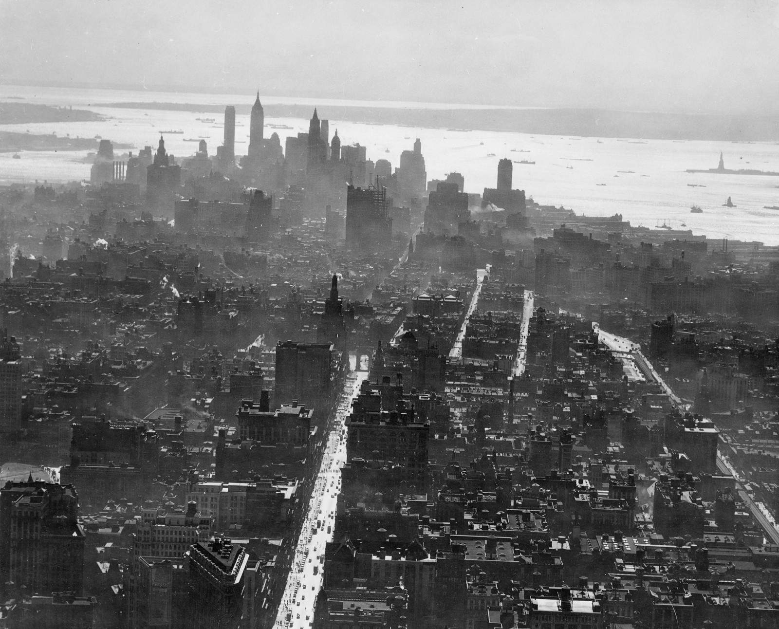 New York City, view looking south from the Empire State Building, lower New York skyline, c1931. — historic photograph