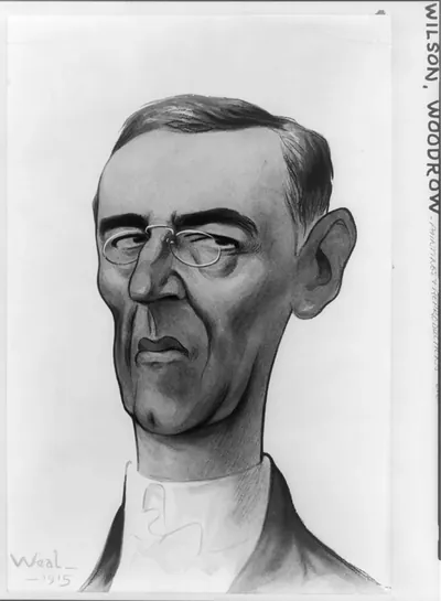 [Caricature of head-and-shoulders of Woodrow Wilson, with long face and large ears] / Weal.