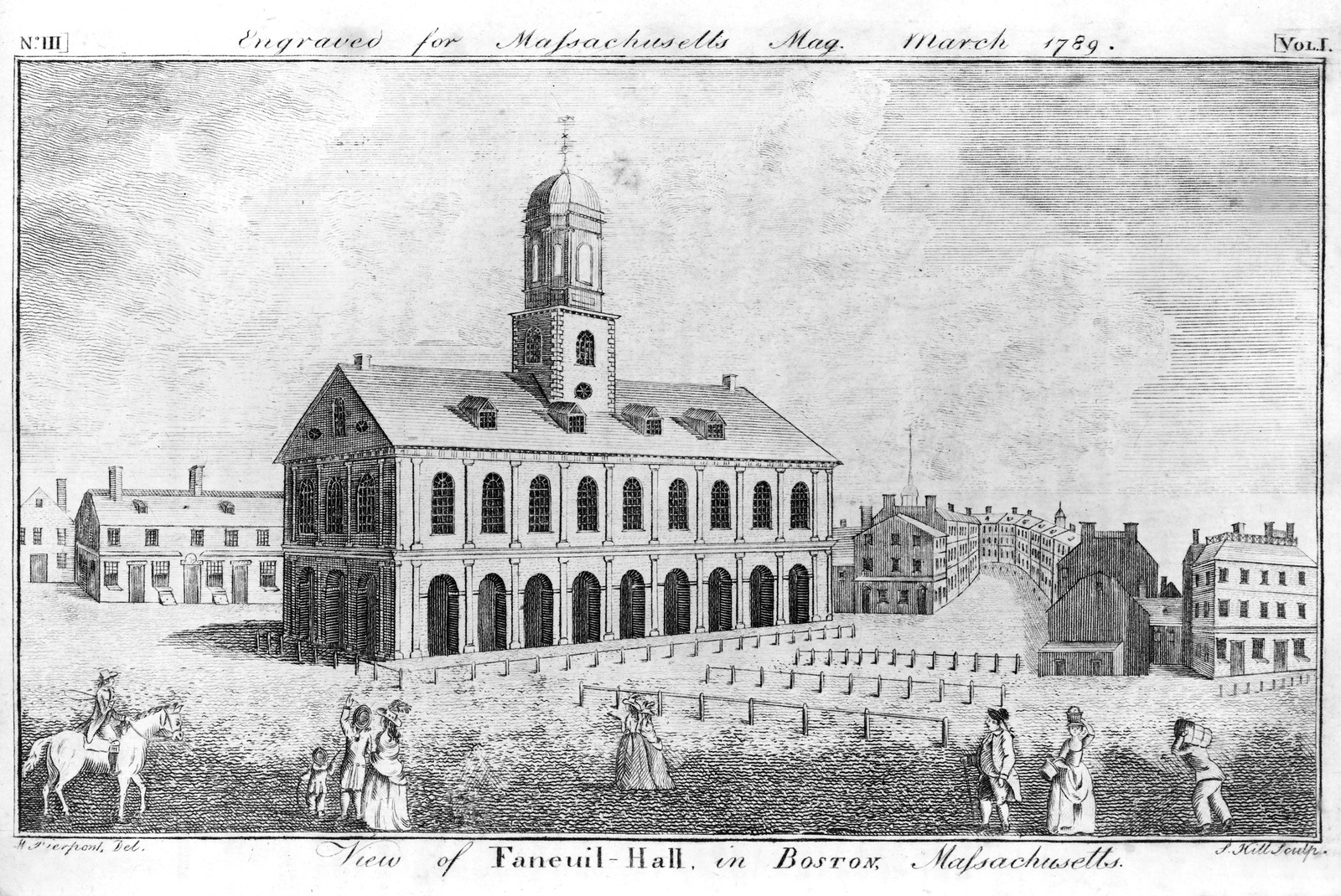 View of Faneuil-Hall in Boston, Massachusetts / W. Pierpont del. ; S. Hill sculp., 1789 March. — historic print